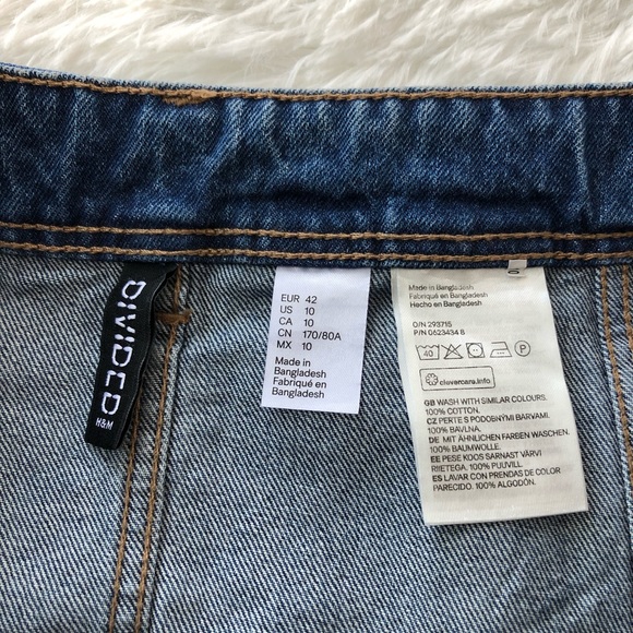 H&M DIVIDED • Like New Denim Skirt Button Down Jean Size 10 Cotton EUC - Picture 2 of 7